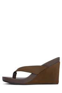 LIEZEL Jeffrey Campbell Platform Wedge Sandal Espresso Suede Combo