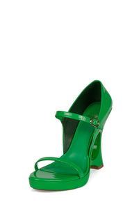LIGHT-IT Jeffrey Campbell Wedge Sandal Green Neon Patent
_hover