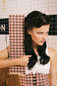 LIME-LIGHT Jeffrey Campbell Oversized Clutch Pink Plaid Combo
_hover