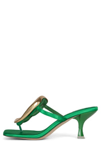 LINQ-UP Heeled Sandal RB Green Satin Gold 6 