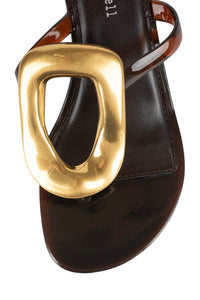 LINQ-UP-J Heeled Sandal Brown Shiny Gold