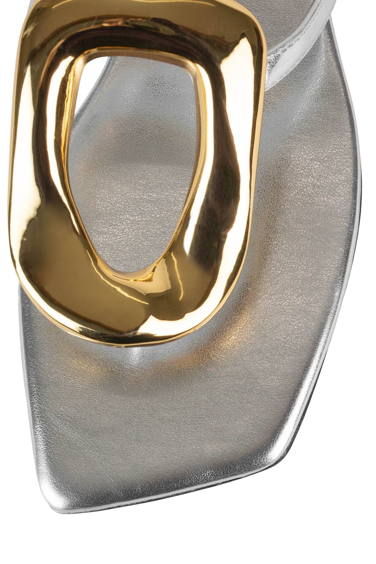 LINQUES-2 Jeffrey Campbell Flat Sandals Silver Gold