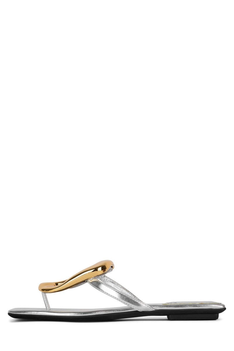 LINQUES-2 Flat Sandal RB Silver Gold 6 