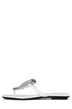 LINQUES-2 Flat Sandal RB White Patent Silver 6 