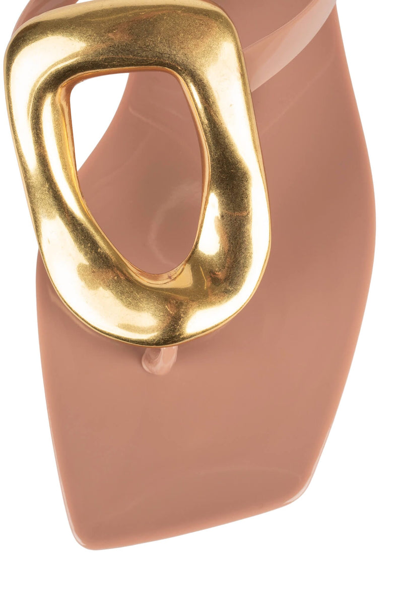 LINQUES-J Jeffrey Campbell Jelly Sandal Beige Shiny Gold