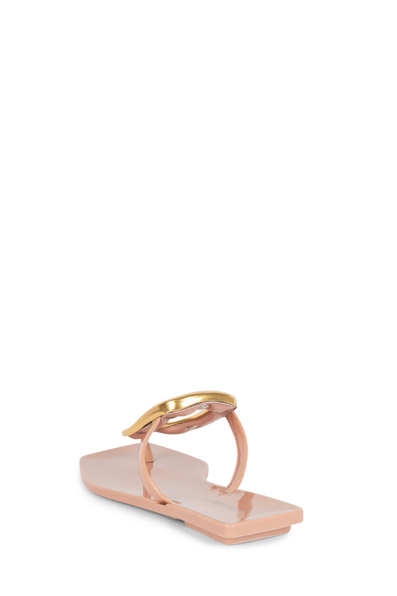 LINQUES-J Jeffrey Campbell Jelly Sandal Beige Shiny Gold
