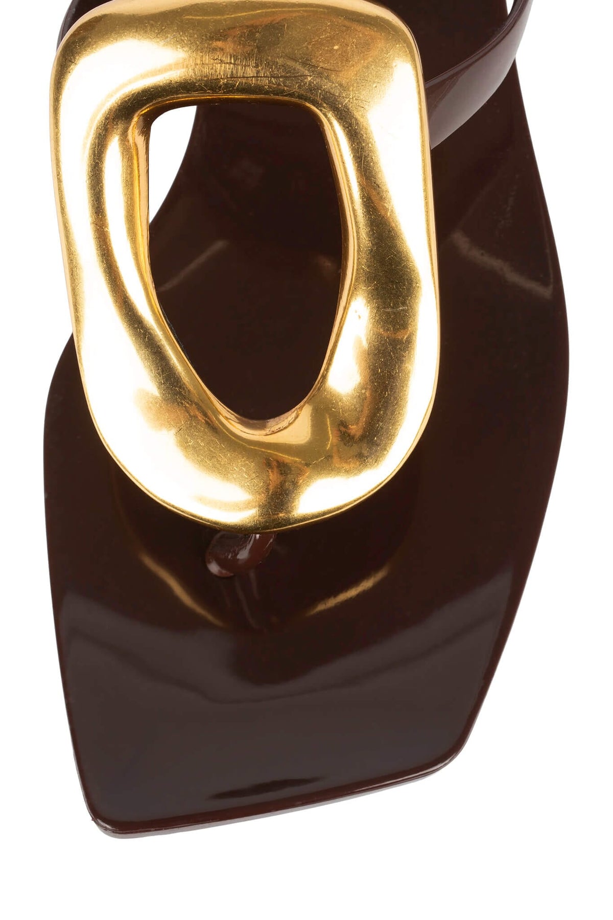 LINQUES-J Jeffrey Campbell Jelly Sandal Dark Brown Shiny Gold