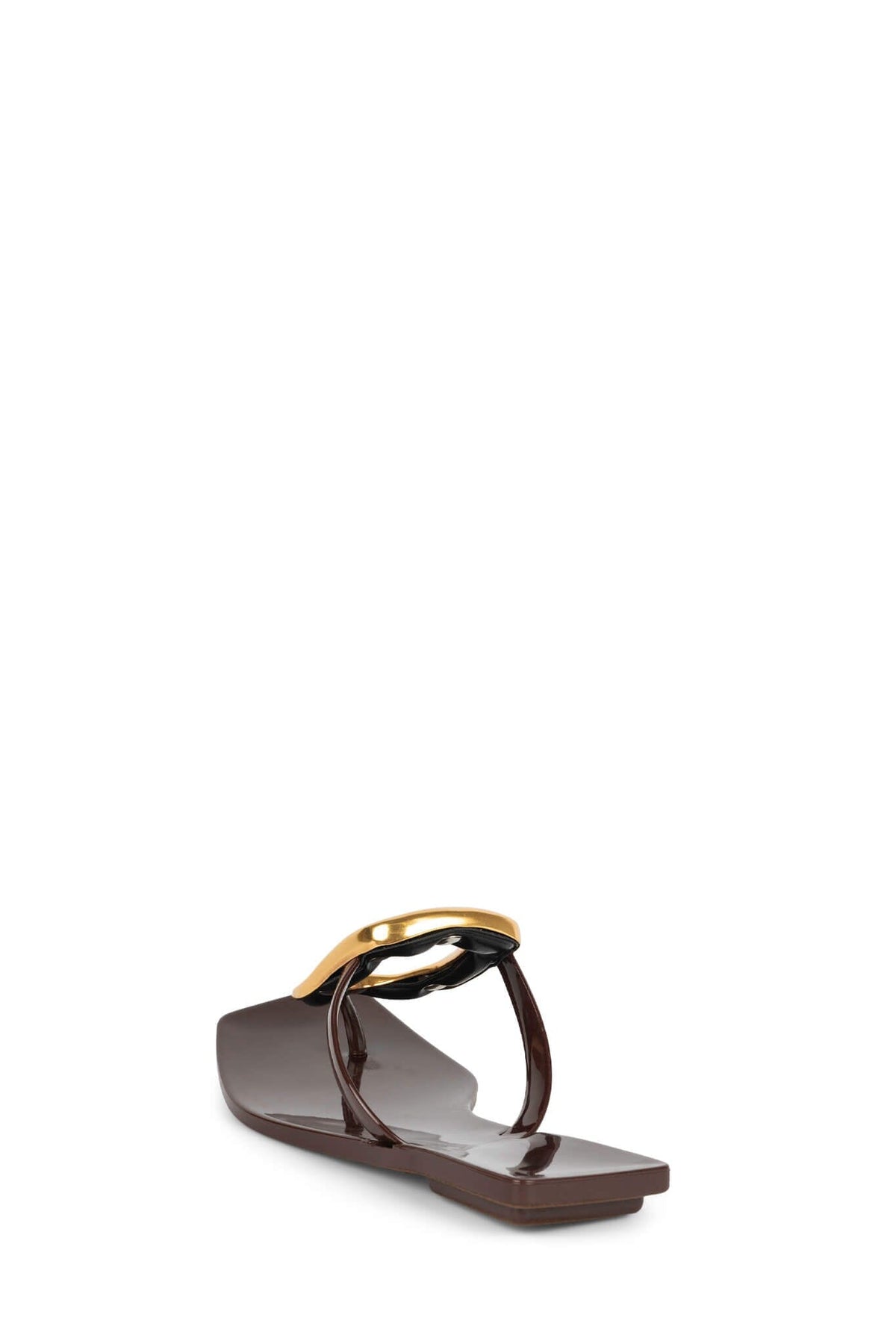 LINQUES-J Jeffrey Campbell Jelly Sandal Dark Brown Shiny Gold