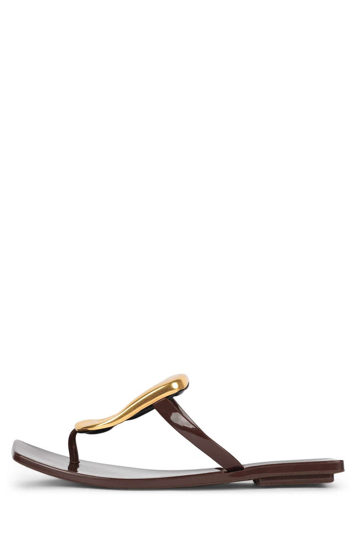 LINQUES-J Jeffrey Campbell Jelly Sandal Dark Brown Shiny Gold