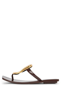LINQUES-J Jeffrey Campbell Jelly Sandal Dark Brown Shiny Gold