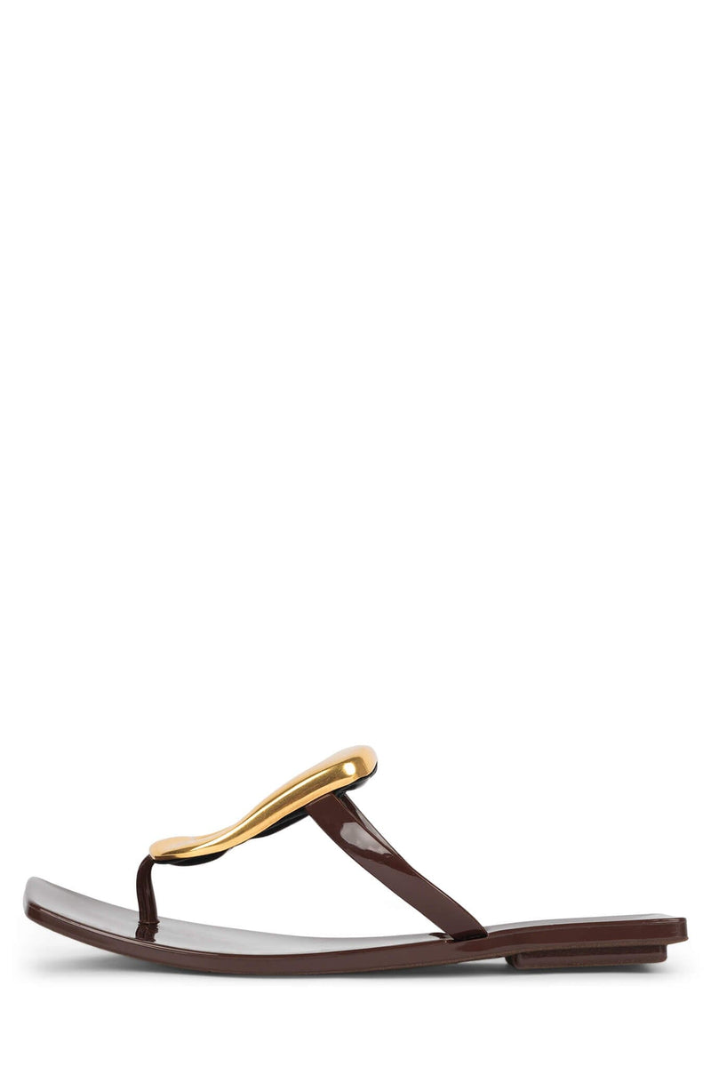 LINQUES-J Jeffrey Campbell Jelly Sandal Dark Brown Shiny Gold