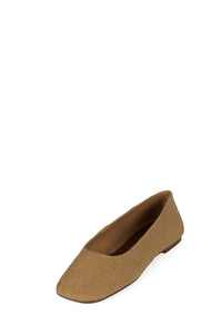 LISTOS Jeffrey Campbell Square-Toe Flat Tan Canvas
_hover