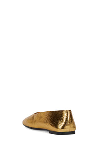 LISTOS Jeffrey Campbell Square-Toe Flat Gold Crinkle
