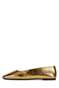 LISTOS Jeffrey Campbell Square-Toe Flat Gold Crinkle