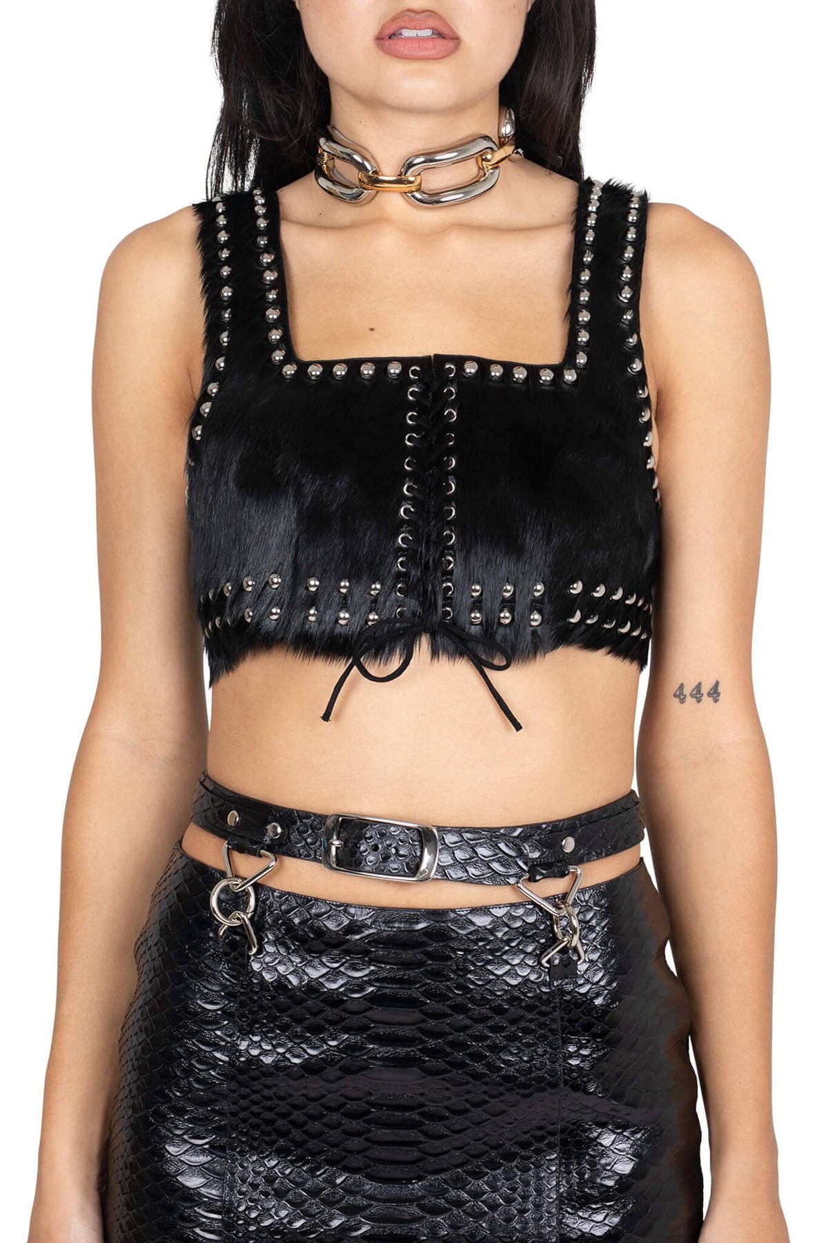 LOCK-IT CHOKER Jeffrey Campbell Chain-Link Choker Gold Silver Combo