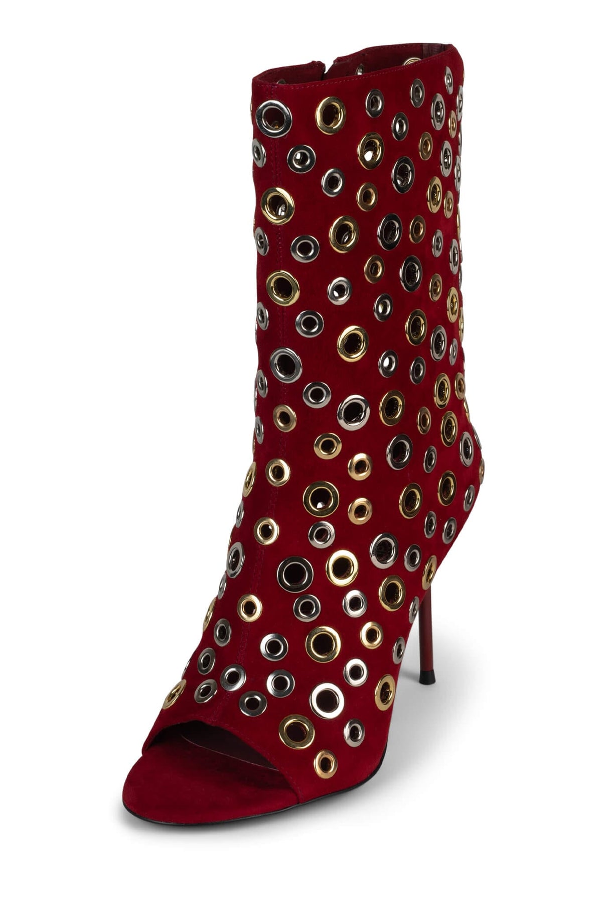 LOOPHOLE Jeffrey Campbell Stiletto Boot Red Suede Multi