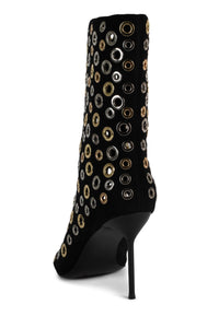 LOOPHOLE Jeffrey Campbell Stiletto Boot Black Suede Multi