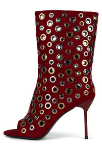 LOOPHOLE Jeffrey Campbell Stiletto Boot Red Suede Multi