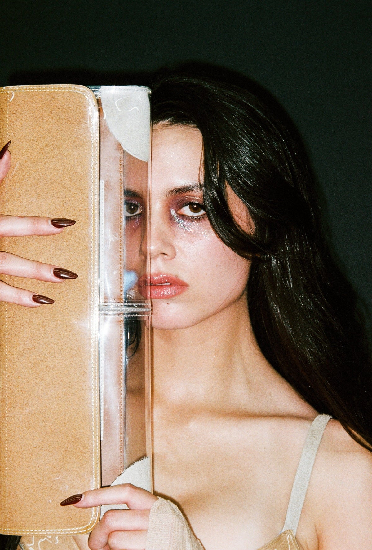 LUCIDITY Jeffrey Campbell Clutch Clear Beige Combo