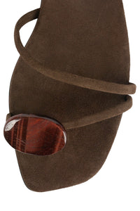 LUNARA Jeffrey Campbell Flat Sandal Brown Suede Combo