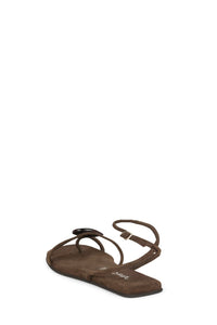 LUNARA Jeffrey Campbell Flat Sandal Brown Suede Combo