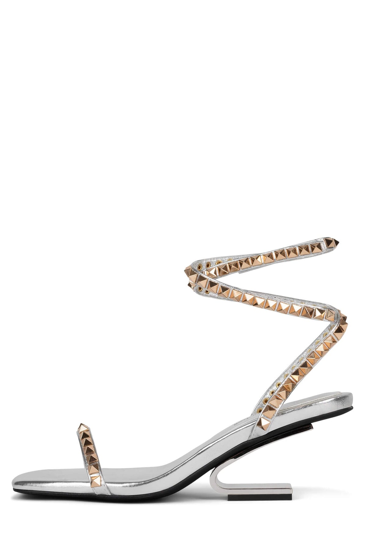 LUXOR-LB Jeffrey Campbell Studded Strappy Sandal Silver Gold Combo