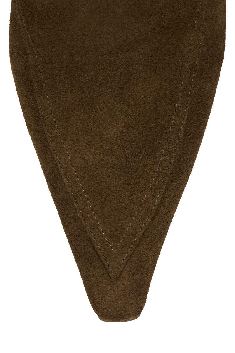 LYRE Jeffrey Campbell Heeled Slingback Pump Brown Suede