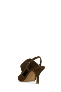 LYRE Jeffrey Campbell Heeled Slingback Pump Brown Suede