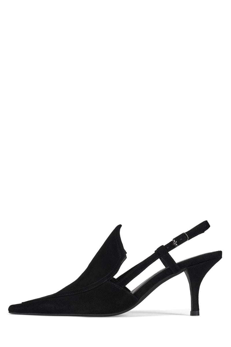 LYRE Jeffrey Campbell Heeled Slingback Pump Black Suede