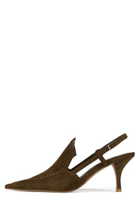 LYRE Jeffrey Campbell Heeled Slingback Pump Brown Suede
