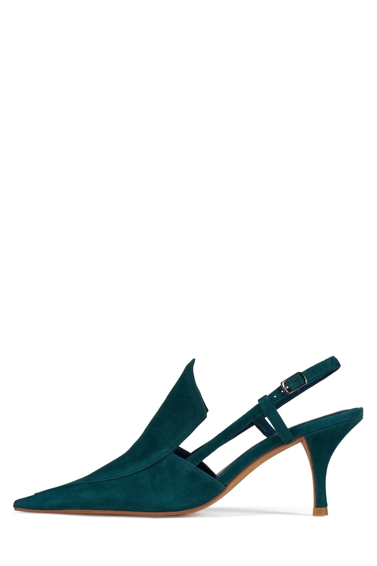 LYRE Jeffrey Campbell Heeled Slingback Pump Turquoise Suede