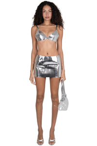 MAISY SKIRT Jeffrey Campbell Mini Skirt Silver Grid