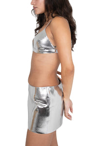 MAISY SKIRT Jeffrey Campbell Mini Skirt Silver Grid
