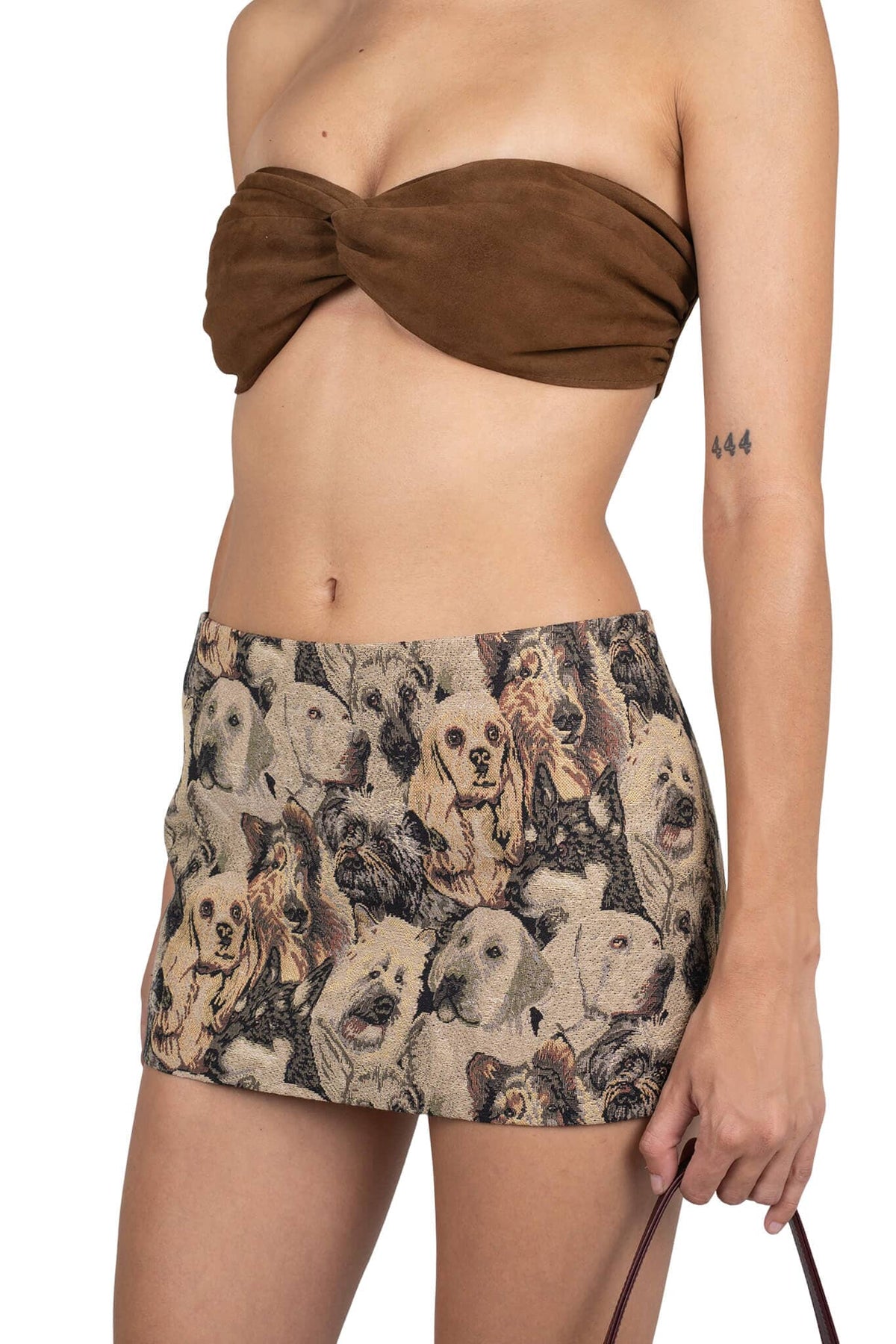 MAISY SKIRT Jeffrey Campbell Mini Skirt Dog Print Tapestry
