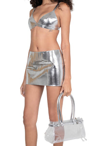 MAISY SKIRT Jeffrey Campbell Mini Skirt Silver Grid