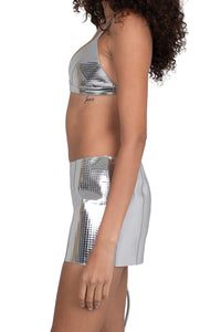 MAISY SKIRT Jeffrey Campbell Mini Skirt Silver Grid