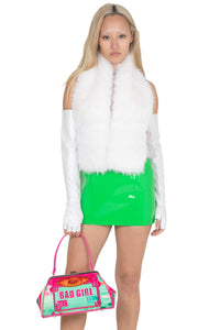 MAISY SKIRT Jeffrey Campbell Mini Skirt Green Neon Patent