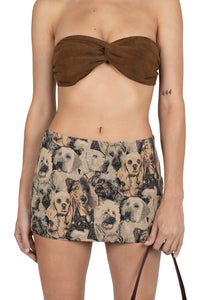 MAISY SKIRT Jeffrey Campbell Mini Skirt Dog Print Tapestry