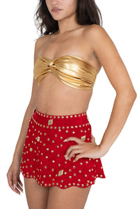 MARQUEE SKIRT Skirt YYH Red Suede Gold XS 