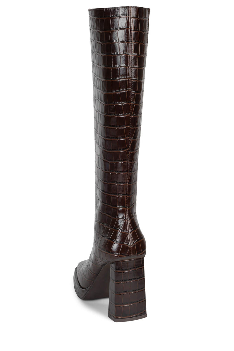 MAXIMAL-3 Platform Knee-High Boot Brown Croco