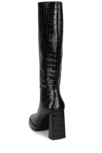 MAXIMAL-3 Platform Knee-High Boot Black Croco