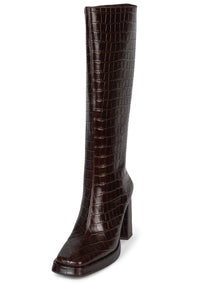 MAXIMAL-3 Platform Knee-High Boot Brown Croco