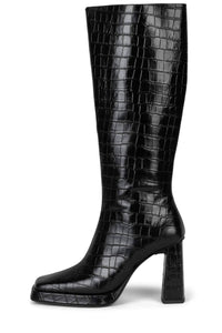 MAXIMAL-3 Platform Knee-High Boot Black Croco