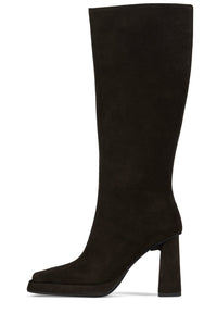 MAXIMAL-3 Platform Knee-High Boot Brown Suede