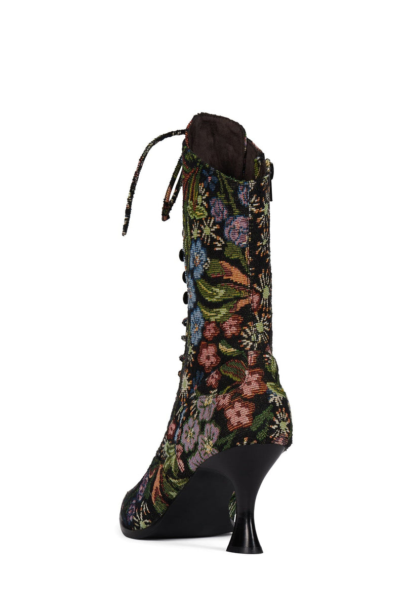 MAYSVILLE Jeffrey Campbell Heeled Boot Black Floral Tapestry