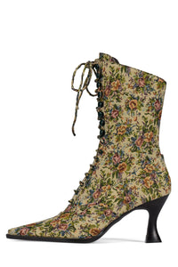 MAYSVILLE Jeffrey Campbell Heeled Boot Beige Floral Tapestry