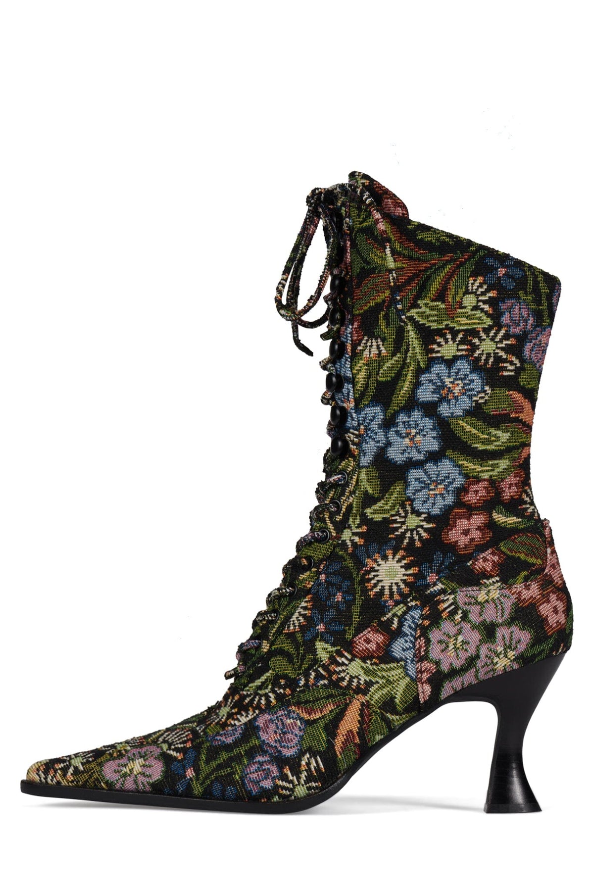 MAYSVILLE Jeffrey Campbell Heeled Boot Black Floral Tapestry