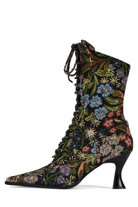 MAYSVILLE Jeffrey Campbell Heeled Boot Black Floral Tapestry