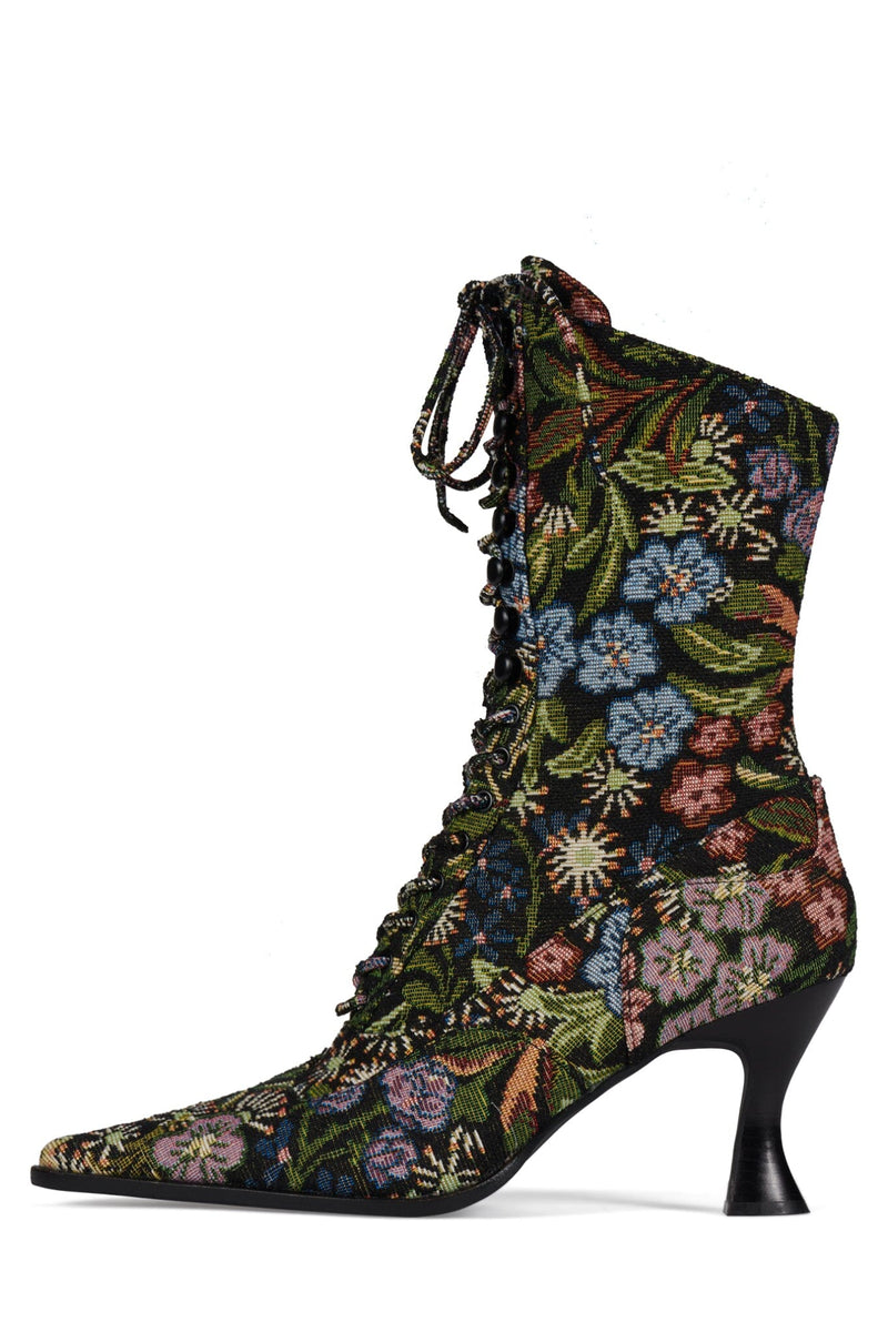MAYSVILLE Jeffrey Campbell Heeled Boot Black Floral Tapestry