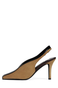 MEANS Jeffrey Campbell Heeled Sandal Beige Suede Black Combo  